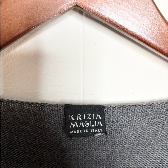 Krizia Maglia charcoal grey knit cardigan sweater pockets size IT 48/ US L - Picture 3 of 5